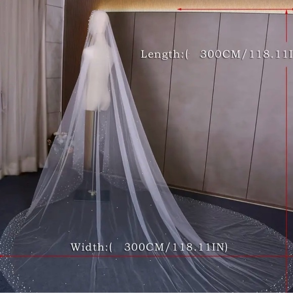 NWOT Bridal Veil Pearls (faux) Beaded Cathedral Wedding Veil - Picture 4 of 4